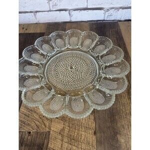 Vintage Indiana Glass Co Thousand Eyes Hobnail 15 Deviled Egg Plate Tray